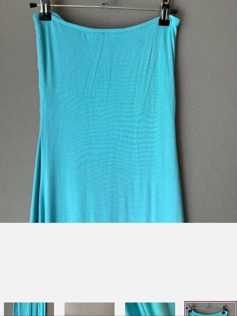 Turquoise Strapless Maxi Dress with Crochet Accents - Picture 6 of 6